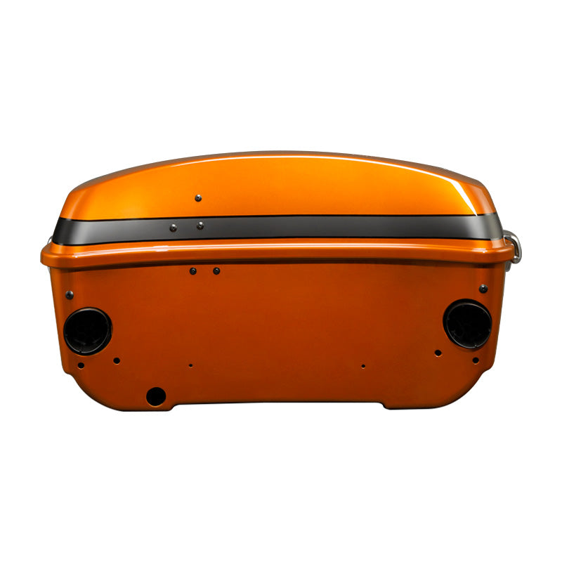 HR3 Scorched Orange / Black Denim King Size Touring Trunk Luggage with Speaker Cut Outs For 14-24 Harley Touring
