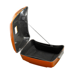 HR3 Scorched Orange / Black Denim King Size Touring Trunk Luggage with Speaker Cut Outs For 14-24 Harley Touring