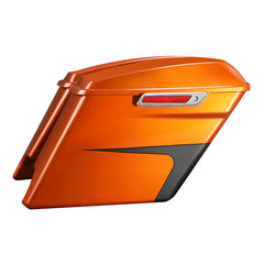 HR3 Scorched Orange / Black Denim 5" Stretched Extended Saddlebags For Harley Touring 2014-2023
