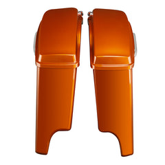HR3 Scorched Orange / Black Denim 5" Stretched Extended Saddlebags For Harley Touring 2014-2023