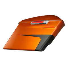 HR3 Scorched Orange / Black Denim 5" Stretched Extended Saddlebags For Harley Touring 2014-2023
