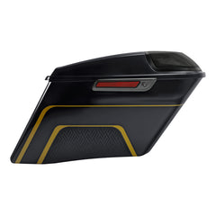 HR3 Gold / Black Geometric Shape Fade CVO Stretched Saddlebags with Speaker Lids For 14-23 Harley Touring