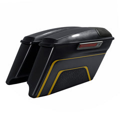 HR3 Gold / Black Geometric Shape Fade CVO Stretched Saddlebags with Speaker Lids For 14-23 Harley Touring