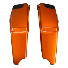 HR3 Scorched Orange / Black Denim CVO Stretched Saddlebags with Speaker Lids For 14-23 Harley Touring