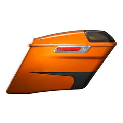 HR3 Scorched Orange / Black Denim CVO Stretched Saddlebags with Speaker Lids For 14-23 Harley Touring