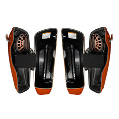 HR3 Scorched Orange / Black Denim CVO Stretched Saddlebags with Speaker Lids For 14-23 Harley Touring
