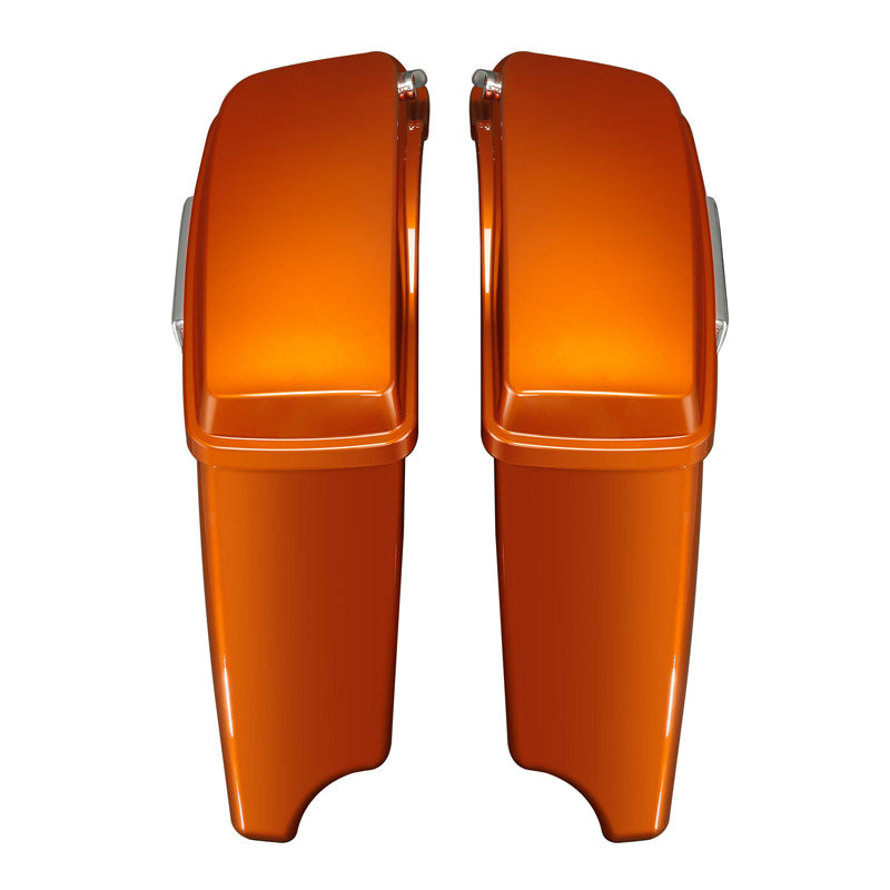 HR3 Scorched Orange / Black Denim CVO Stretched Saddlebags For 14-23 Harley Touring