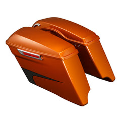 HR3 Scorched Orange / Black Denim CVO Stretched Saddlebags For 14-23 Harley Touring