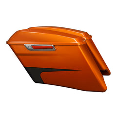 HR3 Scorched Orange / Black Denim CVO Stretched Saddlebags For 14-23 Harley Touring