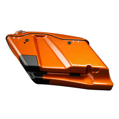 HR3 Scorched Orange / Black Denim CVO Stretched Saddlebags For 14-23 Harley Touring