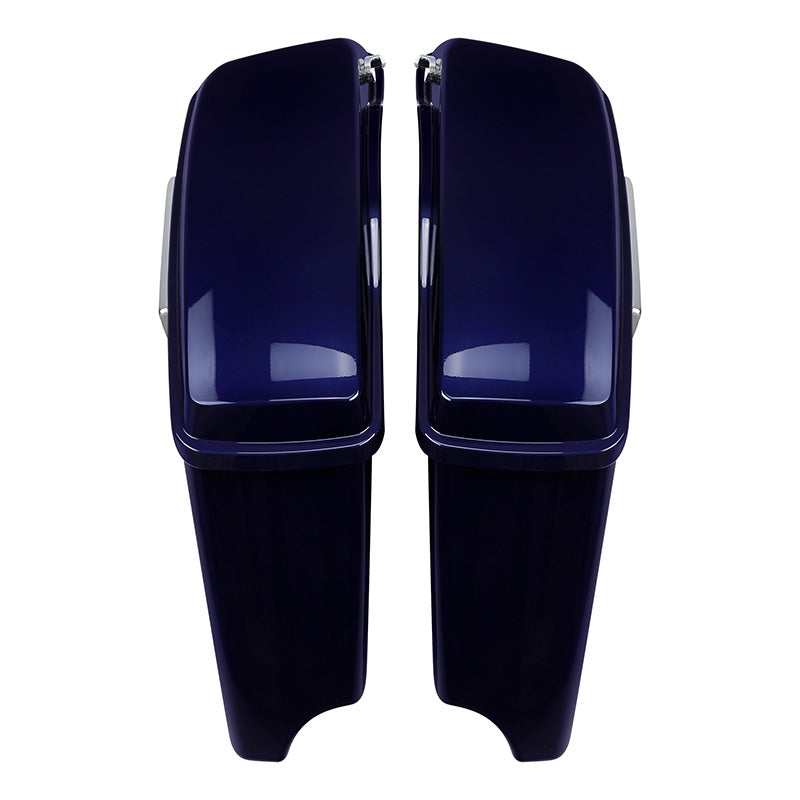 HR3 Zephyr Blue / Black Sunglo CVO Stretched Saddlebags For 14-23 Harley Touring