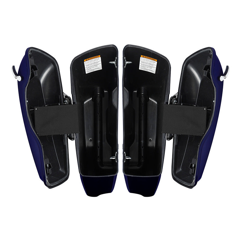HR3 Zephyr Blue / Black Sunglo CVO Stretched Saddlebags For 14-23 Harley Touring