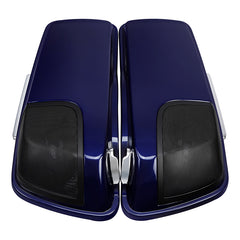HR3 Zephyr Blue / Black Sunglo CVO Stretched Saddlebags with Speaker Lids For 14-23 Harley Touring