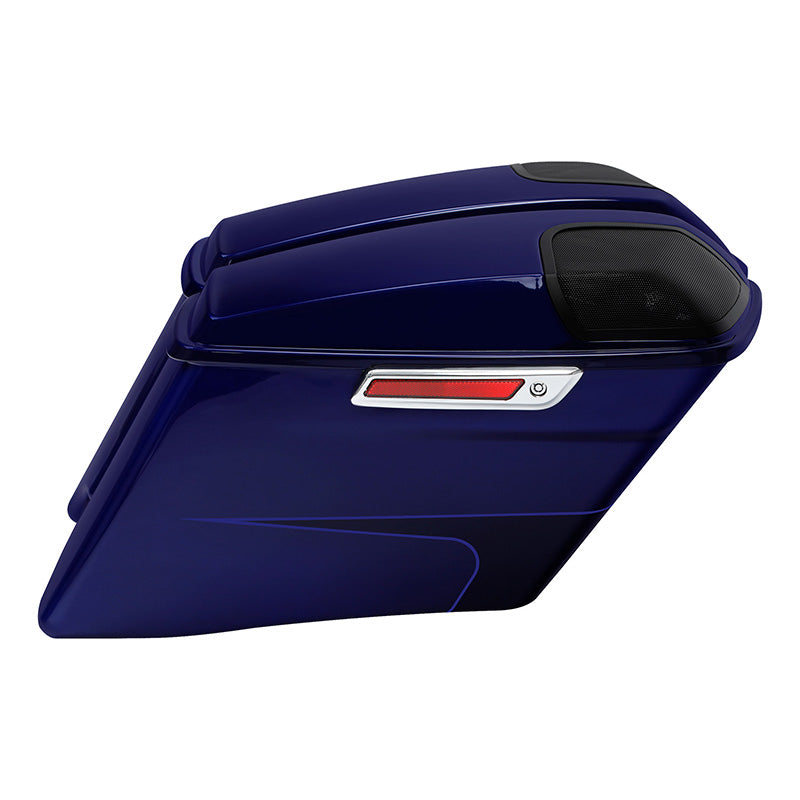 HR3 Zephyr Blue / Black Sunglo CVO Stretched Saddlebags with Speaker Lids For 14-23 Harley Touring