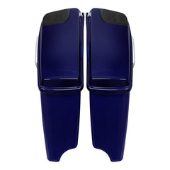 HR3 Zephyr Blue / Black Sunglo CVO Stretched Saddlebags with Speaker Lids For 14-23 Harley Touring
