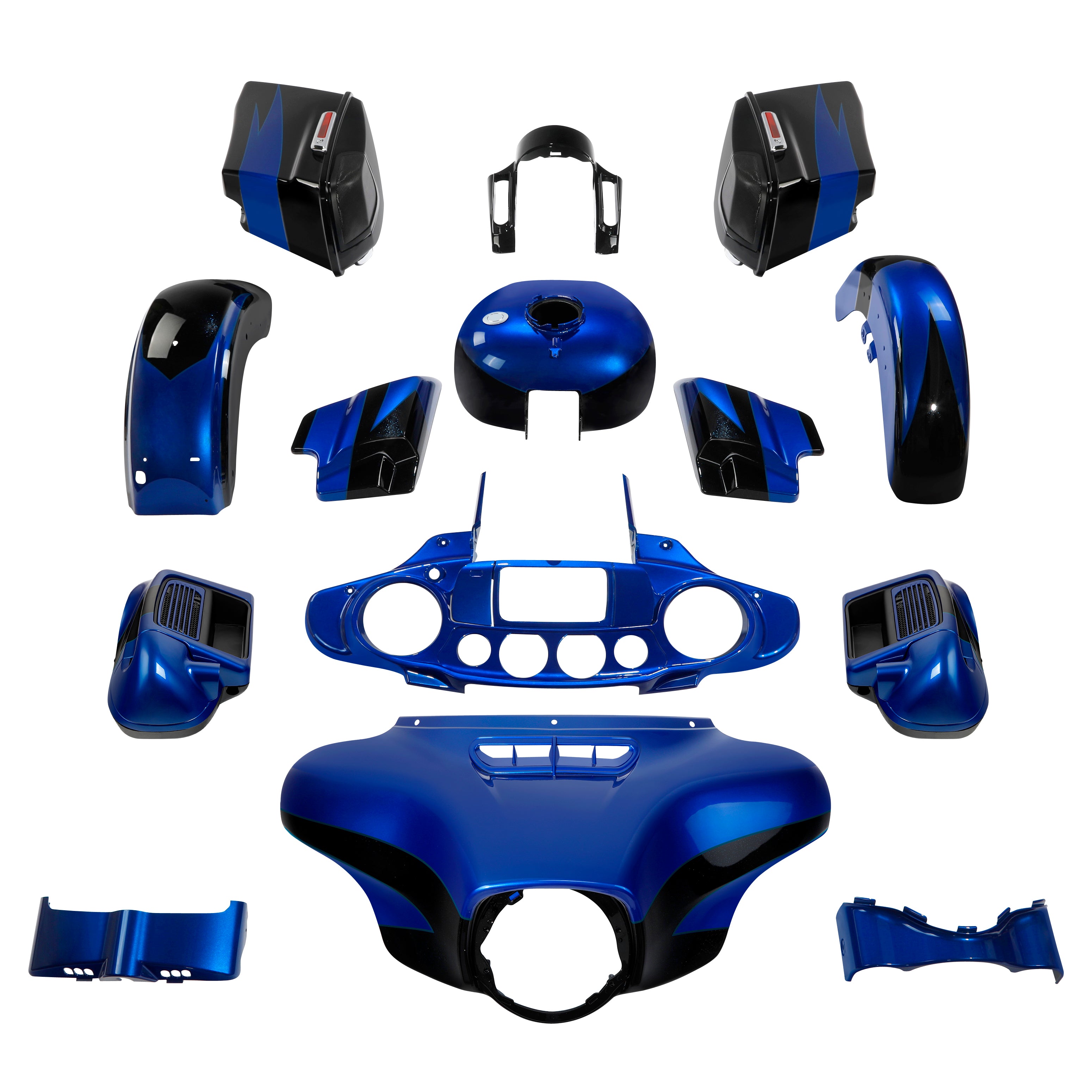 HR3 Candy Cobalt / Indigo Ink Complete Body Fairing Kit For Harley CVO Street Glide FLHXSE 14-23