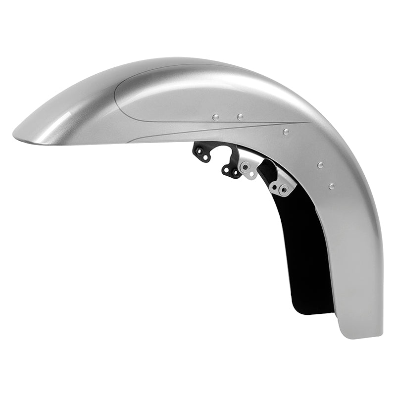 HR3 Brilliant Silver Pearl Motorcycle 18" Wide Tire Front Mudguard Fender For Harley Touring Models 2014-2023