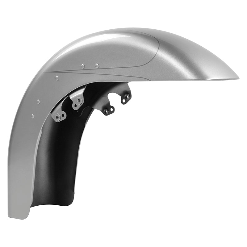 HR3 Brilliant Silver Pearl Motorcycle 18" Wide Tire Front Mudguard Fender For Harley Touring Models 2014-2023