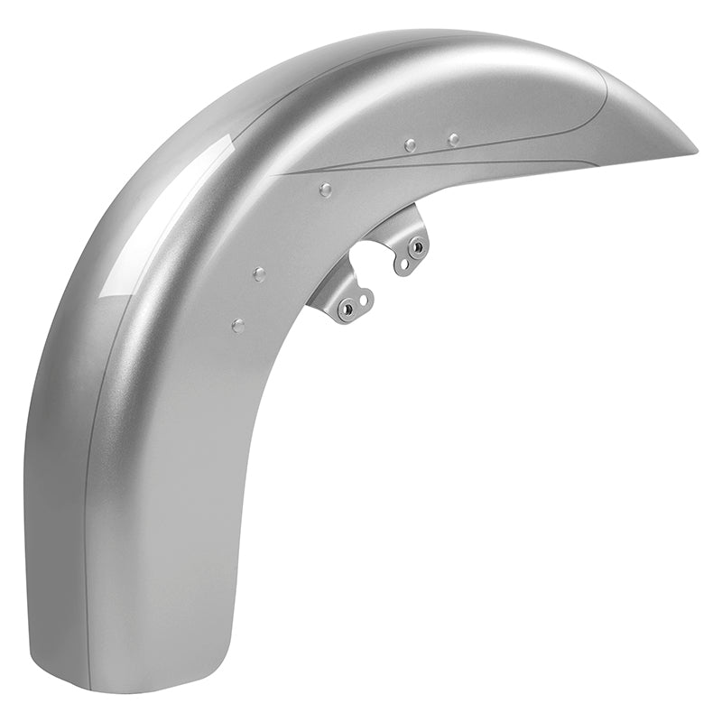 HR3 Brilliant Silver Pearl Motorcycle 18" Wide Tire Front Mudguard Fender For Harley Touring Models 2014-2023