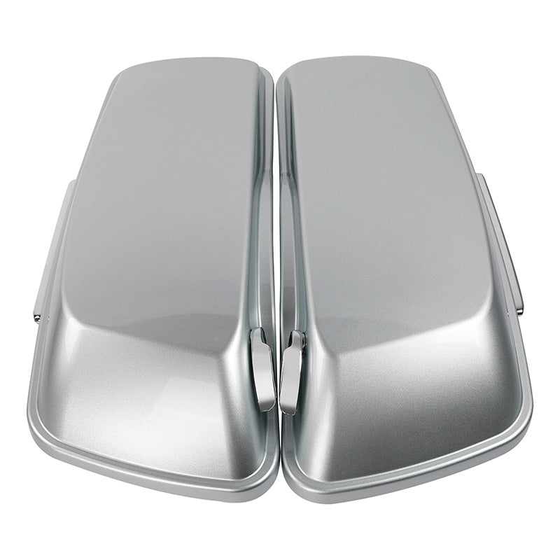HR3 Brilliant Silver Pearl 2015SGS 5" Stretched Extended Saddlebags For Harley Touring 2014-2023