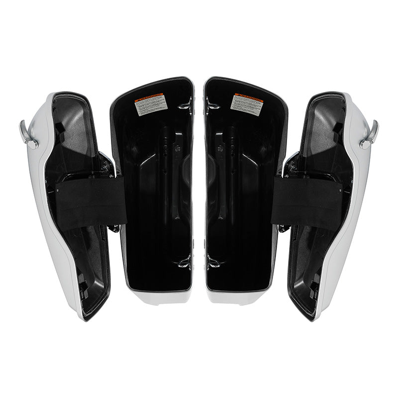 HR3 Brilliant Silver Pearl 2015SGS 5" Stretched Extended Saddlebags For Harley Touring 2014-2023