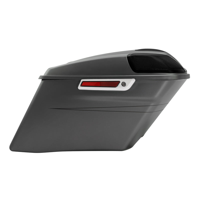 HR3 Charcoal Denim CVO Stretched Saddlebags with Speaker Lids For 14-23 Harley Touring