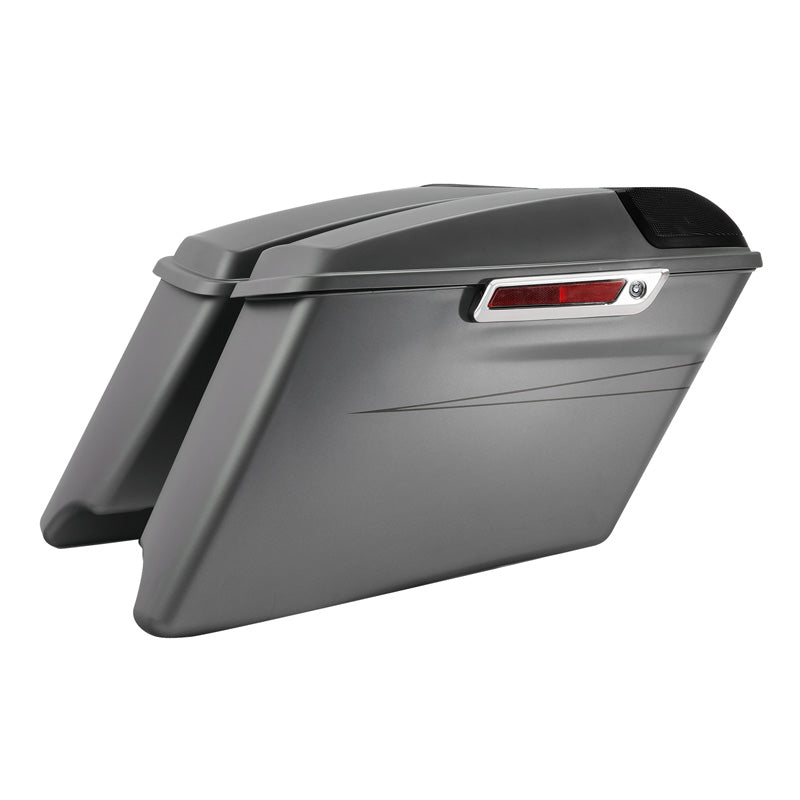 HR3 Charcoal Denim CVO Stretched Saddlebags with Speaker Lids For 14-23 Harley Touring