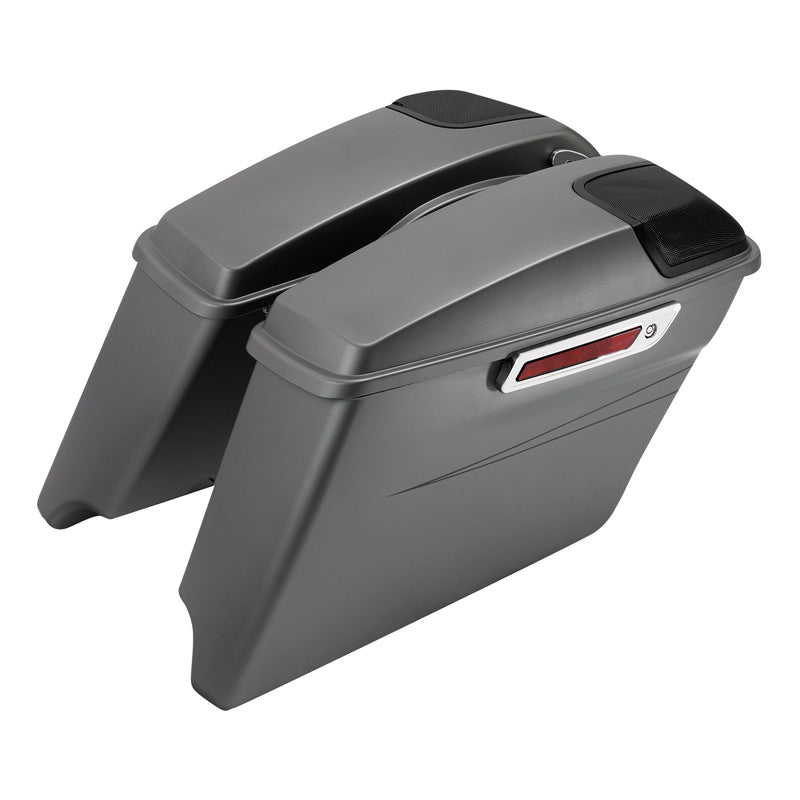 HR3 Charcoal Denim CVO Stretched Saddlebags with Speaker Lids For 14-23 Harley Touring