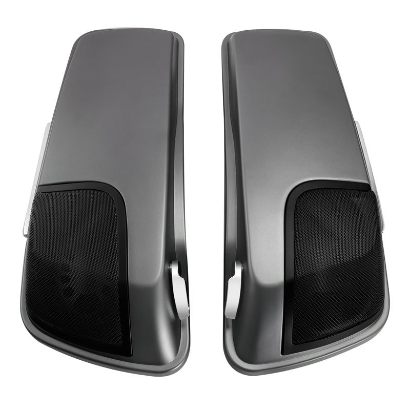 HR3 Charcoal Denim CVO Stretched Saddlebags with Speaker Lids For 14-23 Harley Touring