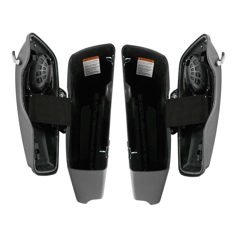 HR3 Charcoal Denim CVO Stretched Saddlebags with Speaker Lids For 14-23 Harley Touring