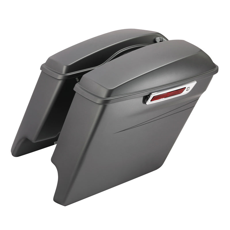 HR3 Charcoal Denim 5" Stretched Extended Saddlebags For Harley Touring 2014-2022