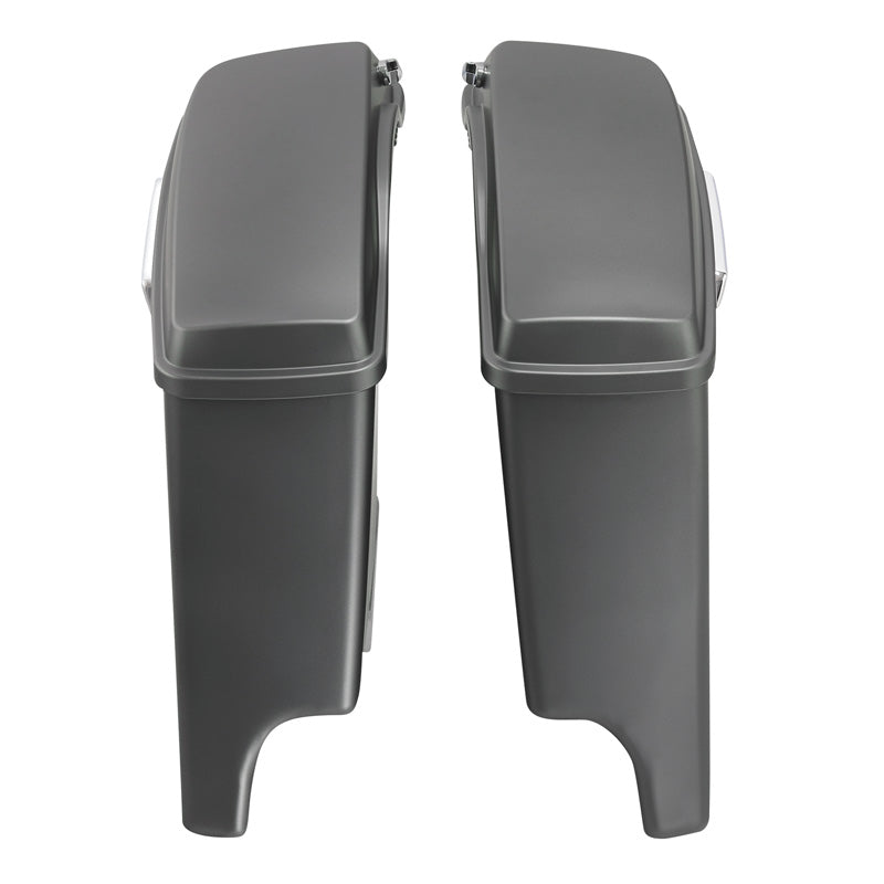 HR3 Charcoal Denim 5" Stretched Extended Saddlebags For Harley Touring 2014-2022