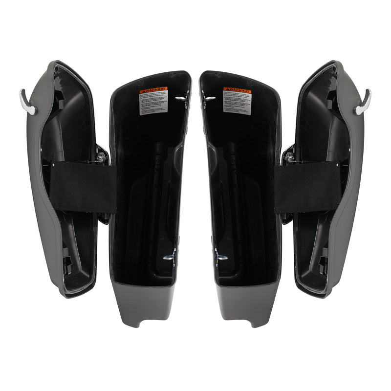 HR3 Charcoal Denim 5" Stretched Extended Saddlebags For Harley Touring 2014-2022