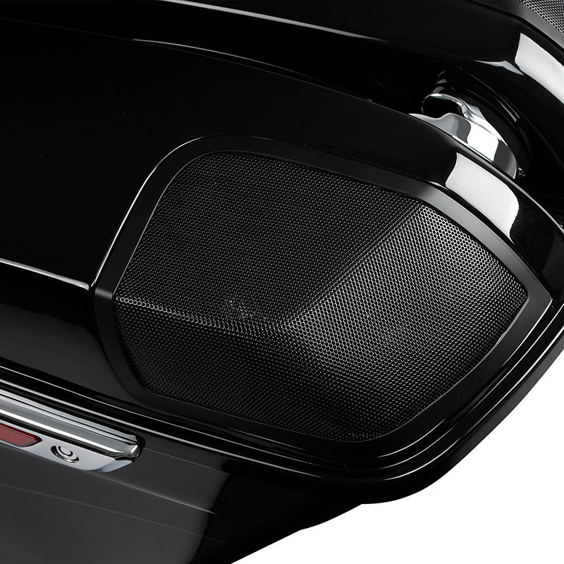 HR3 Dark Slate Candy / Arctic Black CVO Stretched Saddlebags with Speaker Lids For 14-23 Harley Touring