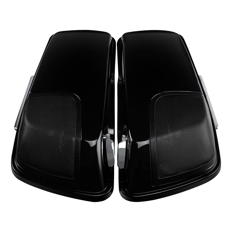 HR3 Dark Slate Candy / Arctic Black CVO Stretched Saddlebags with Speaker Lids For 14-23 Harley Touring