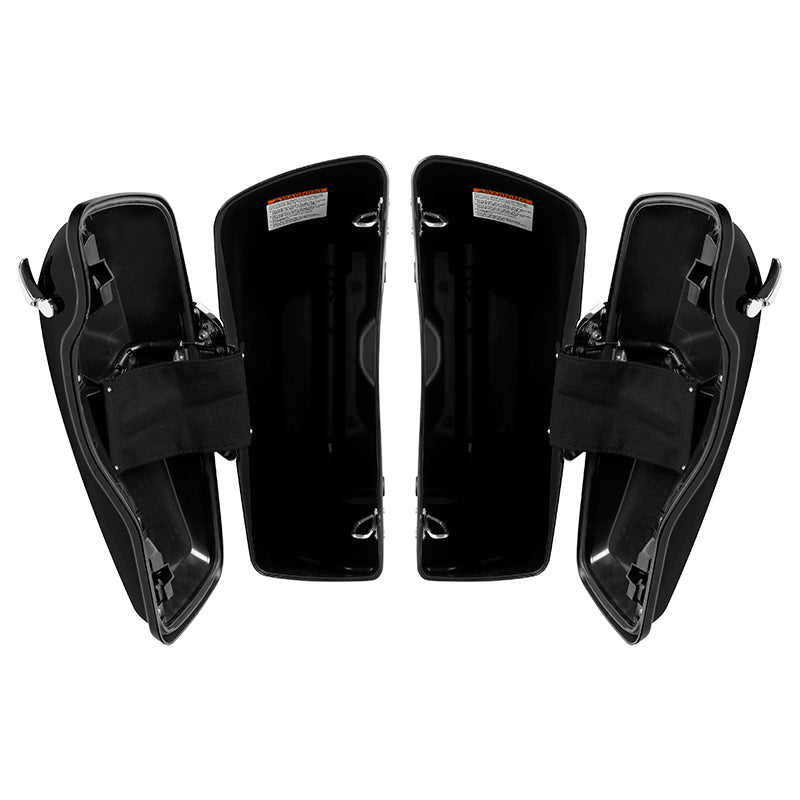HR3 Vivid Black 5" Stretched Extended Saddlebags For Harley Touring 2014-2023