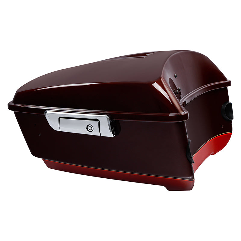 HR3 Mysterious Red Sunglo/ Velocity Red Sunglo 2016RGU King Size Touring Trunk Luggage with Speaker Cut Outs For 14-24 Harley Touring