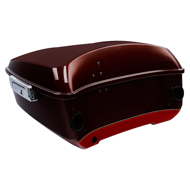HR3 Mysterious Red Sunglo/ Velocity Red Sunglo 2016RGU King Size Touring Trunk Luggage with Speaker Cut Outs For 14-24 Harley Touring