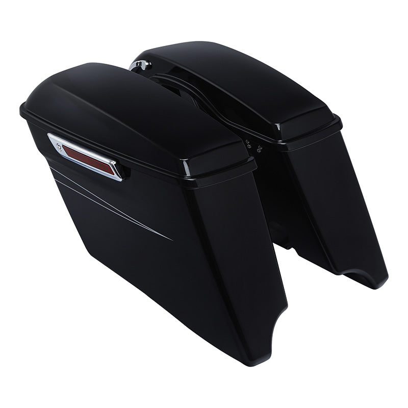 HR3 VIVID BLACK CVO Stretched Saddlebags For 14-23 Harley Touring