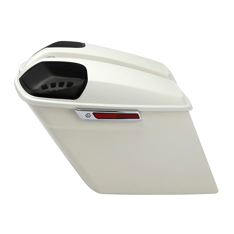 HR3 Bonneville salt denim 5" Stretched Extended Saddlebags with speaker lids For Harley Touring 2014-2023