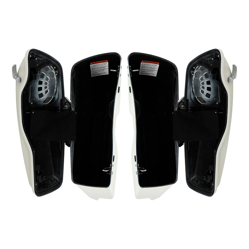 HR3 Bonneville salt denim 5" Stretched Extended Saddlebags with speaker lids For Harley Touring 2014-2023