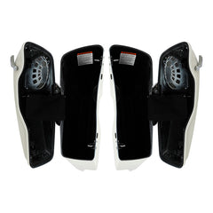 HR3 Bonneville salt denim 5" Stretched Extended Saddlebags with speaker lids For Harley Touring 2014-2023