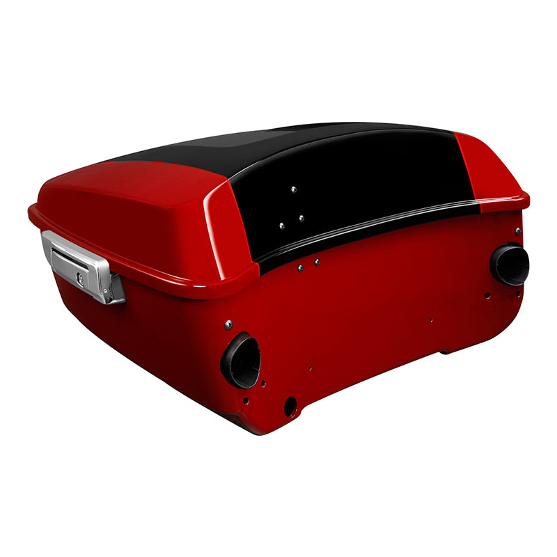 HR3 Billiard Red / Vivid Black King Size Touring Trunk Luggage with Speaker Cut Outs For 14-24 Harley Touring
