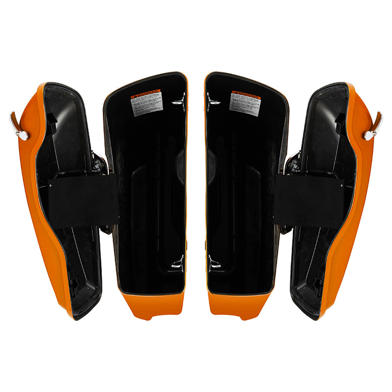 HR3 Amber Whiskey 5" Stretched Extended Saddlebags For Harley Touring 2014-2023