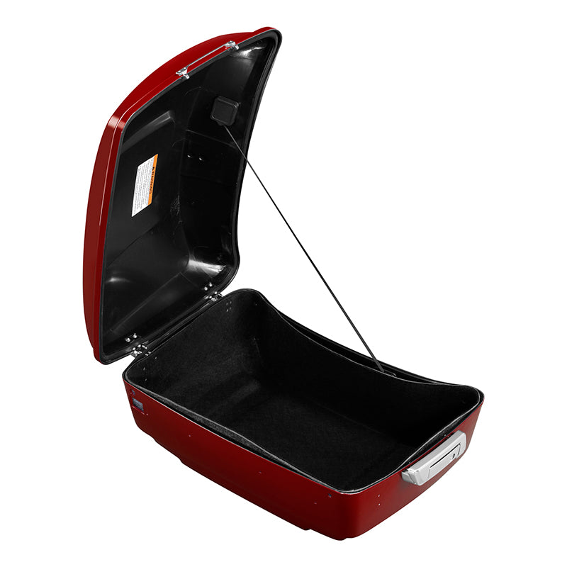 HR3 Billiard Red / Vivid Black King Size Touring Trunk Luggage with Speaker Cut Outs For 14-24 Harley Touring
