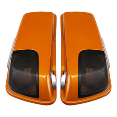 HR3 Amber Whiskey 2014SG CVO Stretched Saddlebags with Speaker Lids For 14-23 Harley Touring