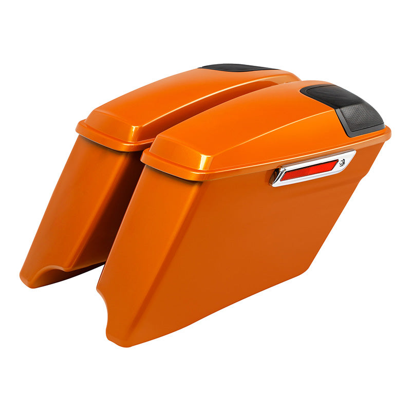 HR3 Amber Whiskey 2014SG CVO Stretched Saddlebags with Speaker Lids For 14-23 Harley Touring