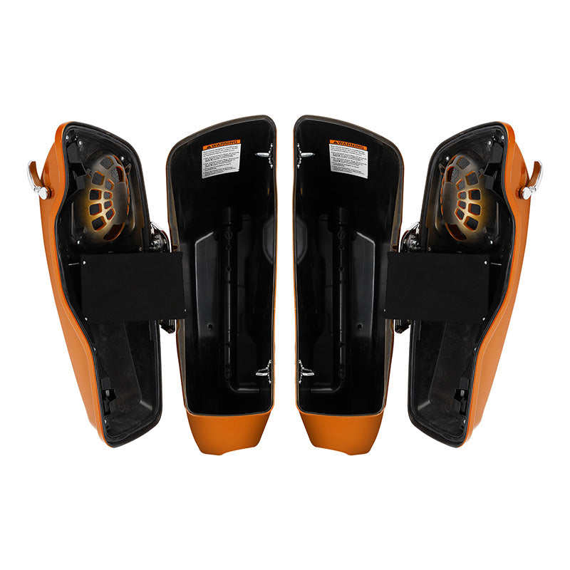 HR3 Amber Whiskey 2014SG CVO Stretched Saddlebags with Speaker Lids For 14-23 Harley Touring