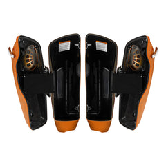 HR3 Amber Whiskey 2014SG CVO Stretched Saddlebags with Speaker Lids For 14-23 Harley Touring