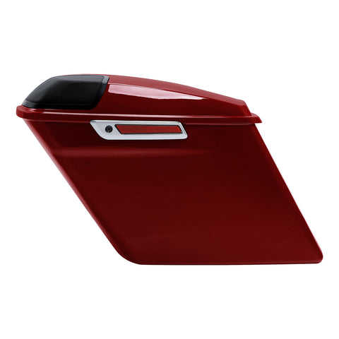 HR3 Billiard Red 5" Stretched Extended Saddlebags with Speaker Lids FOR Harley Touring 2014-2023